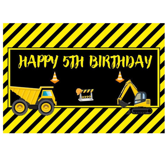 1.2m x 0.8m Construction Vehicle Series Happy Birthday Photography Background Cloth(11604070) - Camera Accessories by buy2fix | Online Shopping UK | buy2fix