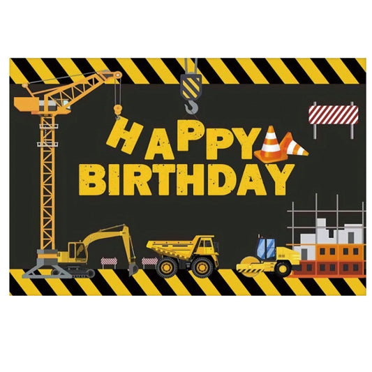 1.2m x 0.8m Construction Vehicle Series Happy Birthday Photography Background Cloth(11408682) - Camera Accessories by buy2fix | Online Shopping UK | buy2fix