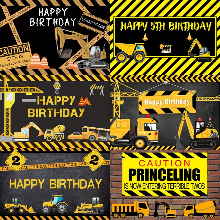 1.2m x 0.8m Construction Vehicle Series Happy Birthday Photography Background Cloth(11604130) - Camera Accessories by buy2fix | Online Shopping UK | buy2fix