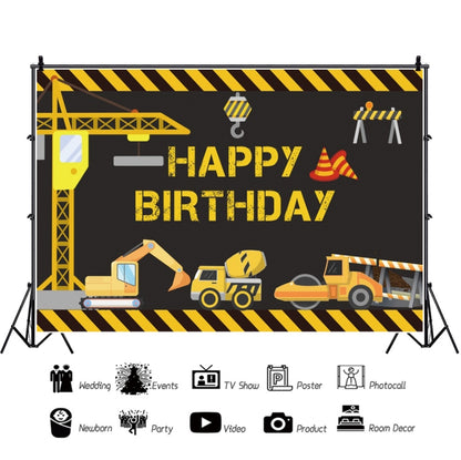 1.2m x 0.8m Construction Vehicle Series Happy Birthday Photography Background Cloth(12007646) - Camera Accessories by buy2fix | Online Shopping UK | buy2fix