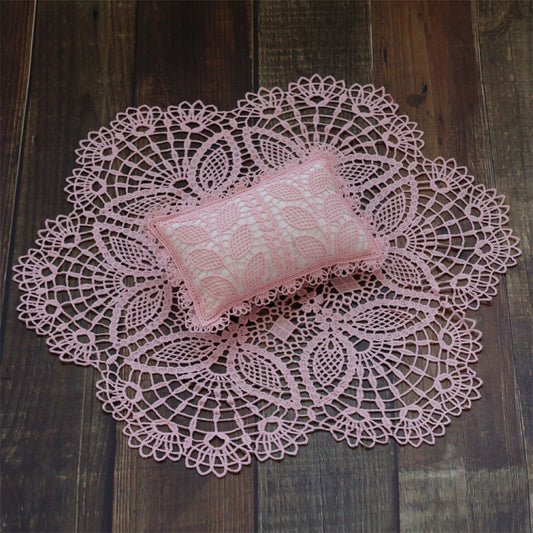 Hollow Lace Round Blanket + Pillow Suit Baby Photography Props(Pink) - Camera Accessories by buy2fix | Online Shopping UK | buy2fix