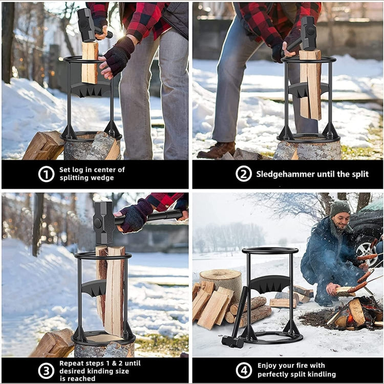 Firewood Kindling Splitter Manual Log Splitter with Carbon Steel Cutter Head, Model: Detachable A Type - Wood Chopping Tool by buy2fix | Online Shopping UK | buy2fix