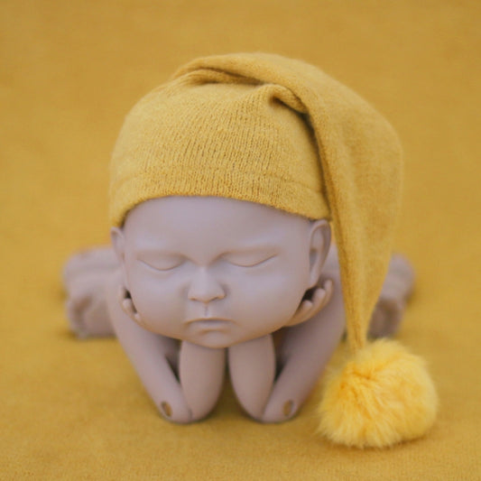 Newborn Photography Clothing Baby Photography Fur Ball Knitted Long Tail Hat(Yellow) - Camera Accessories by buy2fix | Online Shopping UK | buy2fix