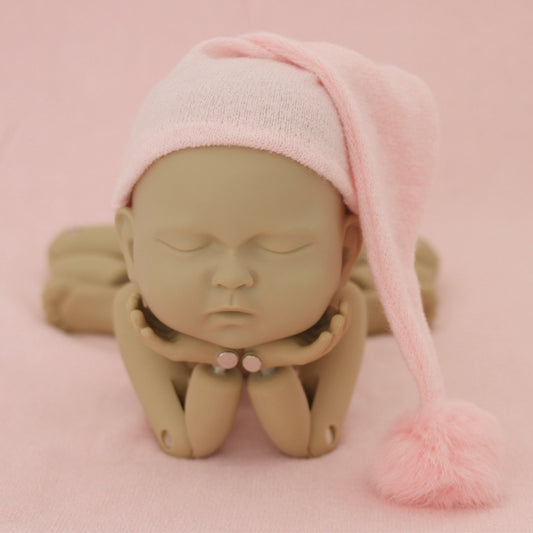 Newborn Photography Clothing Baby Photography Fur Ball Knitted Long Tail Hat(Pink) - Camera Accessories by buy2fix | Online Shopping UK | buy2fix