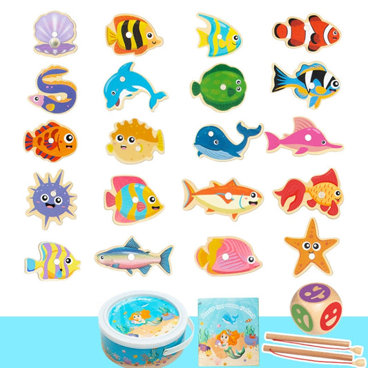 Wooden Magnetic Children Marine Fishing Puzzle Toys, Style: Barrel 20 Fish - Early Education Toys by buy2fix | Online Shopping UK | buy2fix