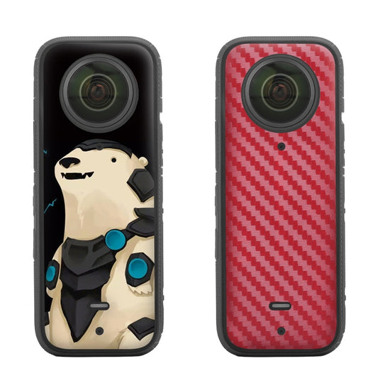 Sunnylife IST-TZ485 For DJI Insta360 X3 Panoramic Camera PVC Protection Scraper Film Stickers(Polar Bear+Carbon Pattern Red) - DJI & GoPro Accessories by Sunnylife | Online Shopping UK | buy2fix