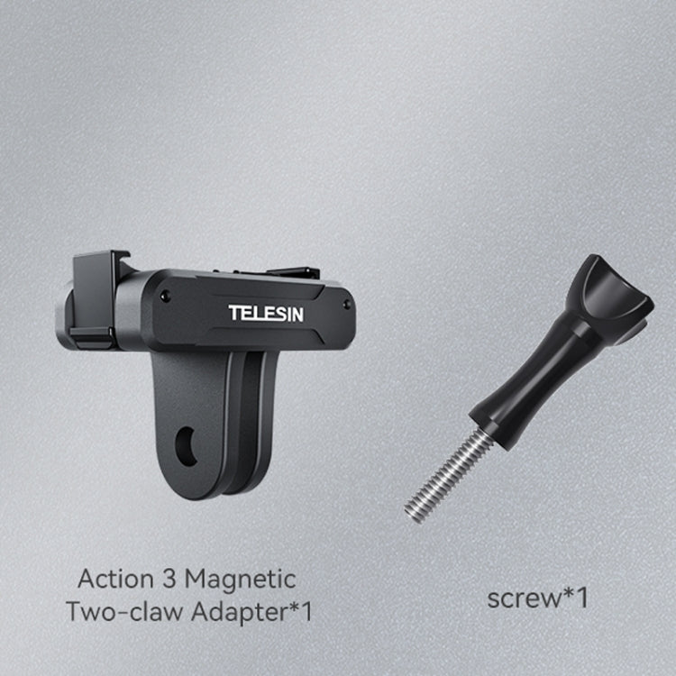For DJI OSMO Action 3 TELESIN Magnetic Two Claw Adapter Action Camera Accessories - DJI & GoPro Accessories by TELESIN | Online Shopping UK | buy2fix