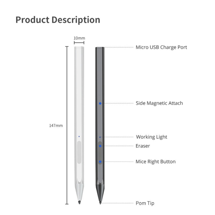 For Lenovo Tab P11 Pro Rechargeable 11.5 Inch TB-J706F Pressure Touch Pen(Black) - Stylus Pen by buy2fix | Online Shopping UK | buy2fix