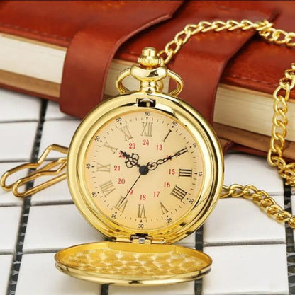 Engraved Vintage Commemorative Quartz Pocket Watch Round Watch, Style: Matte Ancient Copper - Necklace Watch Watches by buy2fix | Online Shopping UK | buy2fix