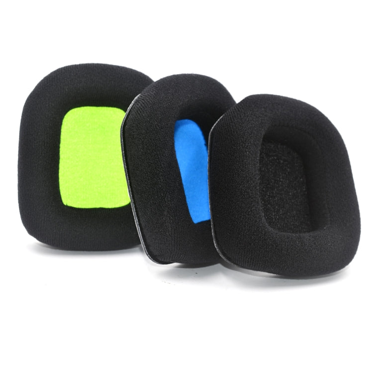For Logitech Astro A20 2pcs Fleece Memory Foam Headphone Covers Earmuffs(Black Blue Net) - Apple Accessories by buy2fix | Online Shopping UK | buy2fix