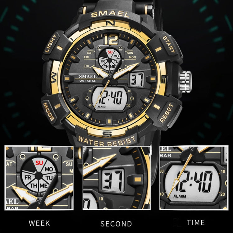 SMAEL 8045 Outdoor Waterproof Time Sports Luminous Dual Display Watch(Black Gold) - Sport Watches by SMAEL | Online Shopping UK | buy2fix