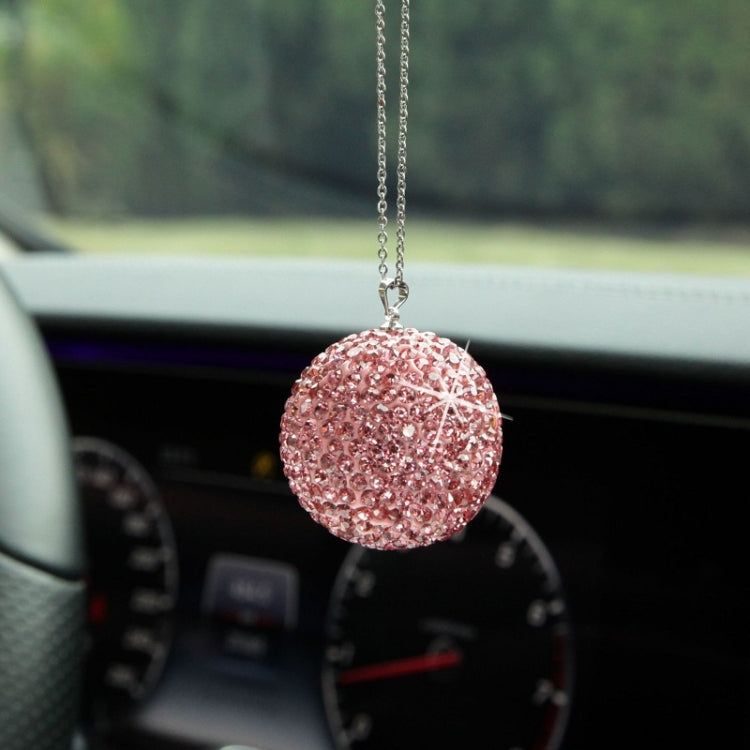 Car Diamond Crystal Ball Rearview Mirror Decoration Pendant(White) - In Car by buy2fix | Online Shopping UK | buy2fix