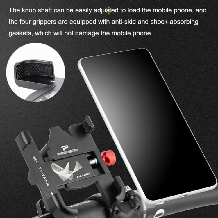 PROMEND SJJ-297 Aluminum Alloy Rotation Adjustable Bicycle Mobile Phone Bracket(Titanium) -  by buy2fix | Online Shopping UK | buy2fix
