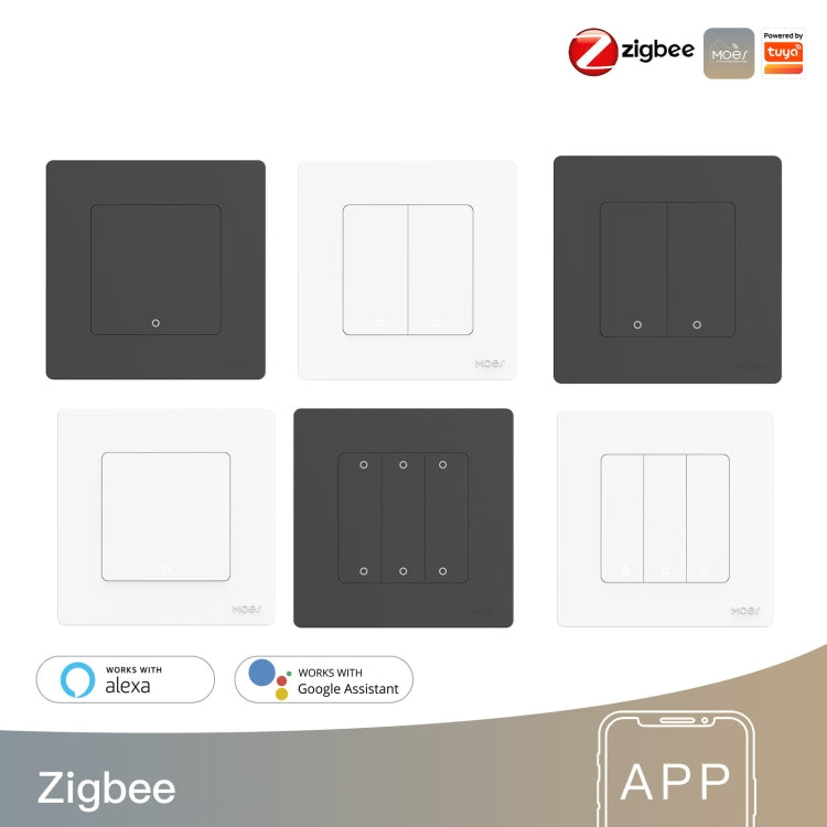 Tuya ZigBee Smart Single-fire Zero-fire Sharing Timing Voice Wall Switch EU Plug, Style: 1 Way (Gray) - Consumer Electronics by buy2fix | Online Shopping UK | buy2fix