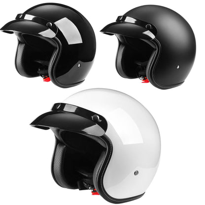 BYB 701 All Seasons Retro Motorcycle Helmet, Size: L(Bright Black) - In Car by BYB | Online Shopping UK | buy2fix