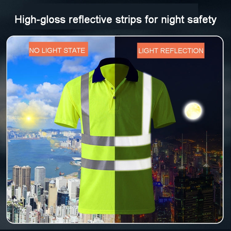 Reflective Quick-drying T-shirt Lapel Short-sleeved Safety Work Shirt, Size: XXXXL(Fluorescent Yellow) - Workplace Safety Supplies by buy2fix | Online Shopping UK | buy2fix