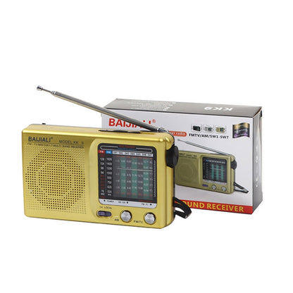BAIJIALI KK9 Full-band Radio Player Portable Retro Multifunctional Mini Radio(Gold) - Consumer Electronics by BAIJIALI | Online Shopping UK | buy2fix