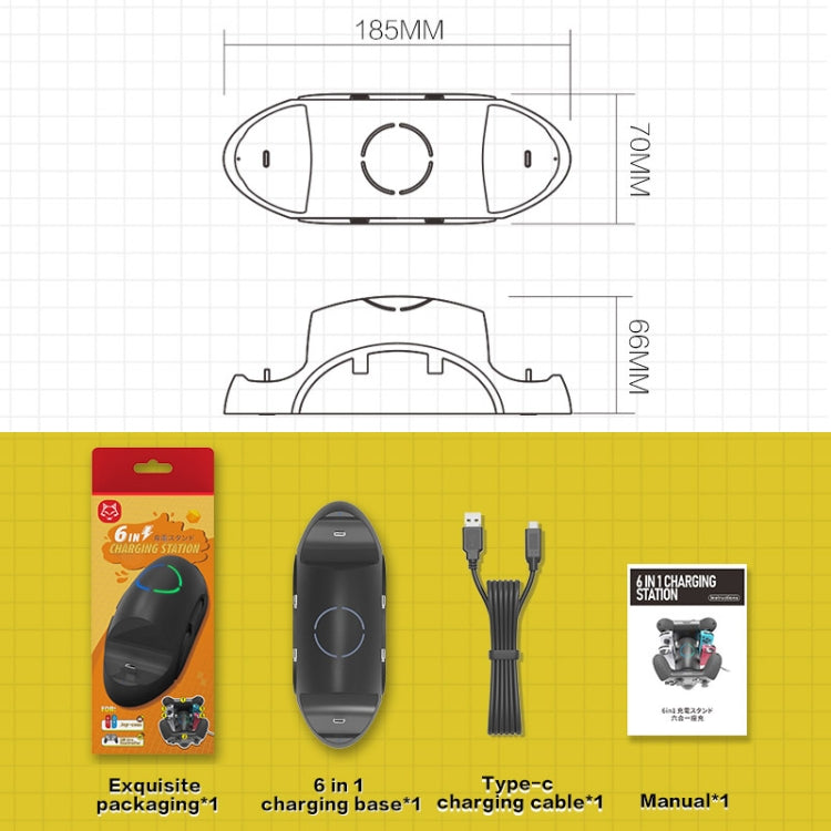 For Nintendo Switch / Switch Pro SW168 6 in 1 Joycon Gamepad Holder Charger Handle Storage Bracket - Charger & Power by buy2fix | Online Shopping UK | buy2fix