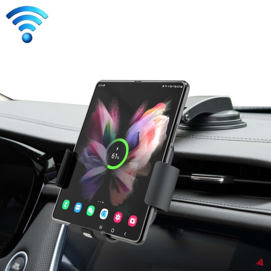 For Samsung Galaxy Z Fold4 / 3 S10 Folding Screen Mobile Phone Vehicle Bracket Dual Coil Wireless Charger - In Car by buy2fix | Online Shopping UK | buy2fix