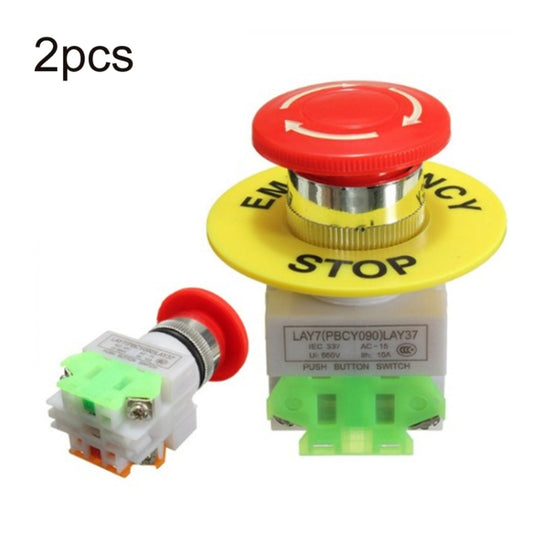 2pcs LAY37-11ZS Elevator Emergency Stop Mushroom Head Button(Red) - Security by buy2fix | Online Shopping UK | buy2fix