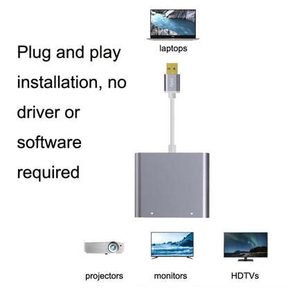 USB 3.0 To Dual HDMI High Definition Converter 4K USB Same Screen Extender(Grey) - Cable & Adapters by buy2fix | Online Shopping UK | buy2fix