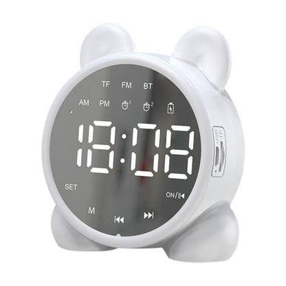 P1 Mini Card Mirror Clock Wireless Bluetooth Speaker with FM Radio(White) - Mini Speaker by buy2fix | Online Shopping UK | buy2fix