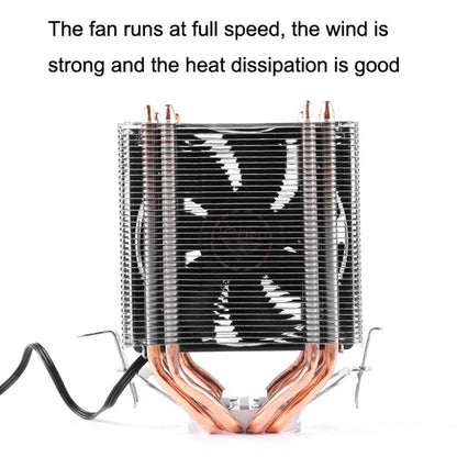 Desktop Computer Double Copper Tube CPU Radiator Super Quiet Color Light 3-pin Double Fan - Fan Cooling by buy2fix | Online Shopping UK | buy2fix