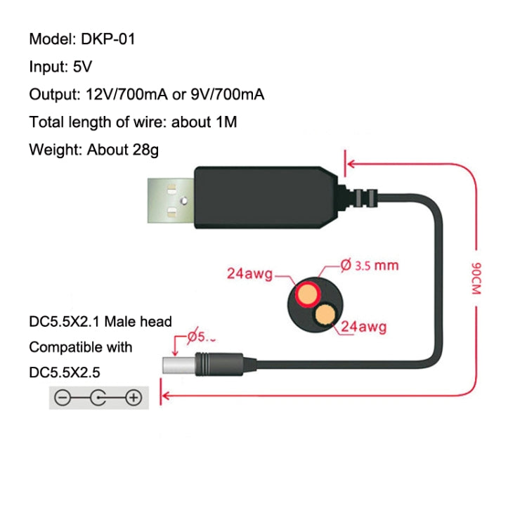 2pcs DC 5V To 9V USB Booster Cable Mobile Power Router Power Cord - Power Cord by buy2fix | Online Shopping UK | buy2fix