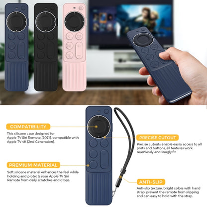 For Apple TV Siri Remote 2/3 AhaStyle PT166 Remote Controller Silicone Protective Case Striped Non-Slip Anti-Drop Cover(Black) - Remote Control Covers by AhaStyle | Online Shopping UK | buy2fix