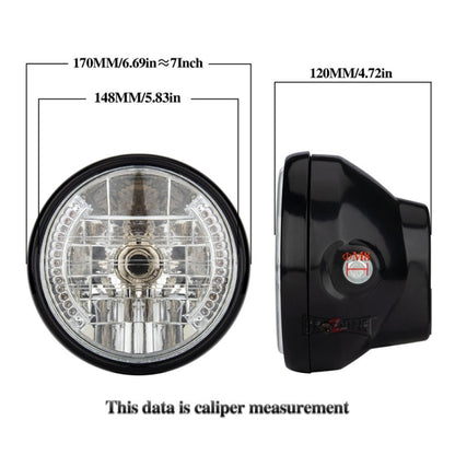 Motorcycle 7 Inch LED Headlamp Angel Ring Steering Function With Bracket(Shock Absorber Diameter 35-43MM) - Headlights by buy2fix | Online Shopping UK | buy2fix