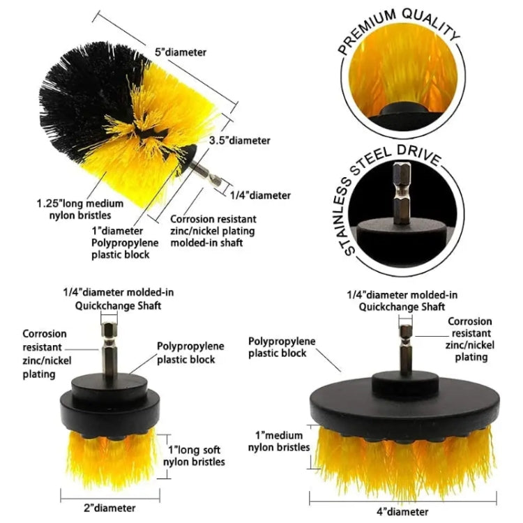 31pcs/set Electric Drill Brush Kitchen Bathroom Wall Cleaning Set(Yellow) - Sponges, Cloths & Brushes by buy2fix | Online Shopping UK | buy2fix
