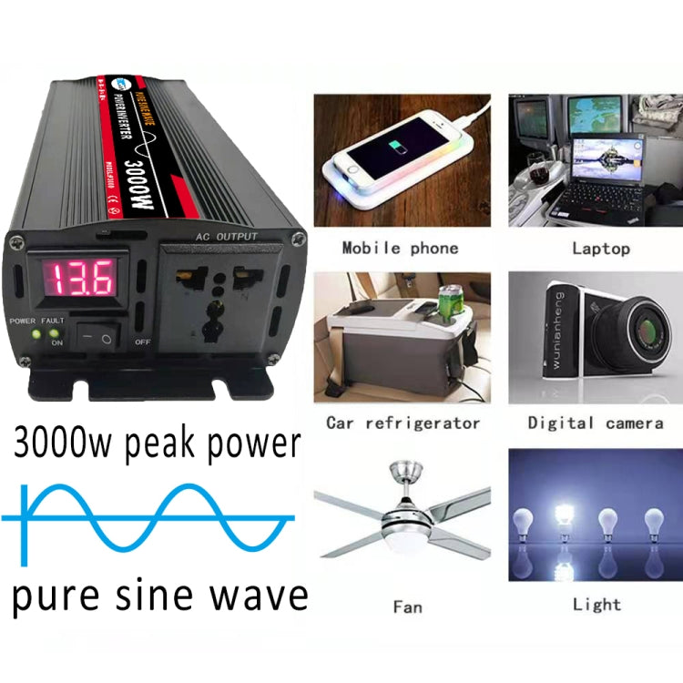 3000W 12V to 220V High Power Car Pure Sine Wave Inverter Power Converter - Pure Sine Wave by buy2fix | Online Shopping UK | buy2fix