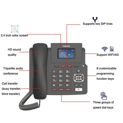 P03 4G+VOIP Dual Mode Wireless Fixed Line SIP Network Phone IP Enterprise Office Phone Wireless Landline - Smart Rings / Smart Telephones by buy2fix | Online Shopping UK | buy2fix