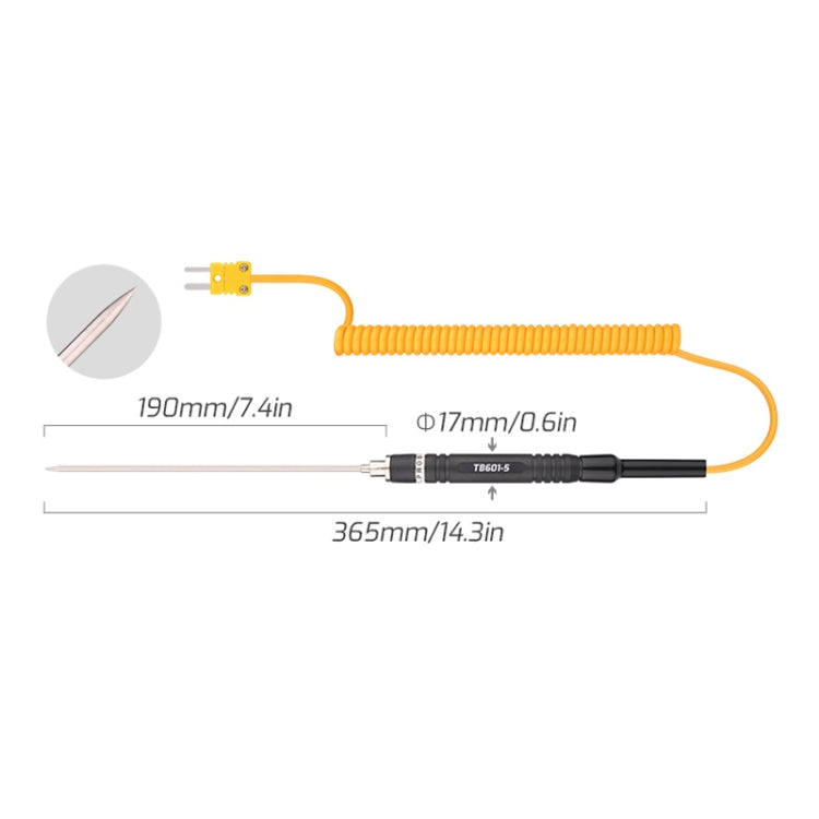 TASI TB601-5 Pointed Needle Liquid Probe K-Type Probe Use With Thermometer - Thermostat & Thermometer by TASI | Online Shopping UK | buy2fix