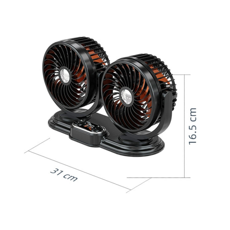 F621 Car Rotatable Turntable Silent Car Double Head Fan, Model: USB - Heating & Fans by buy2fix | Online Shopping UK | buy2fix