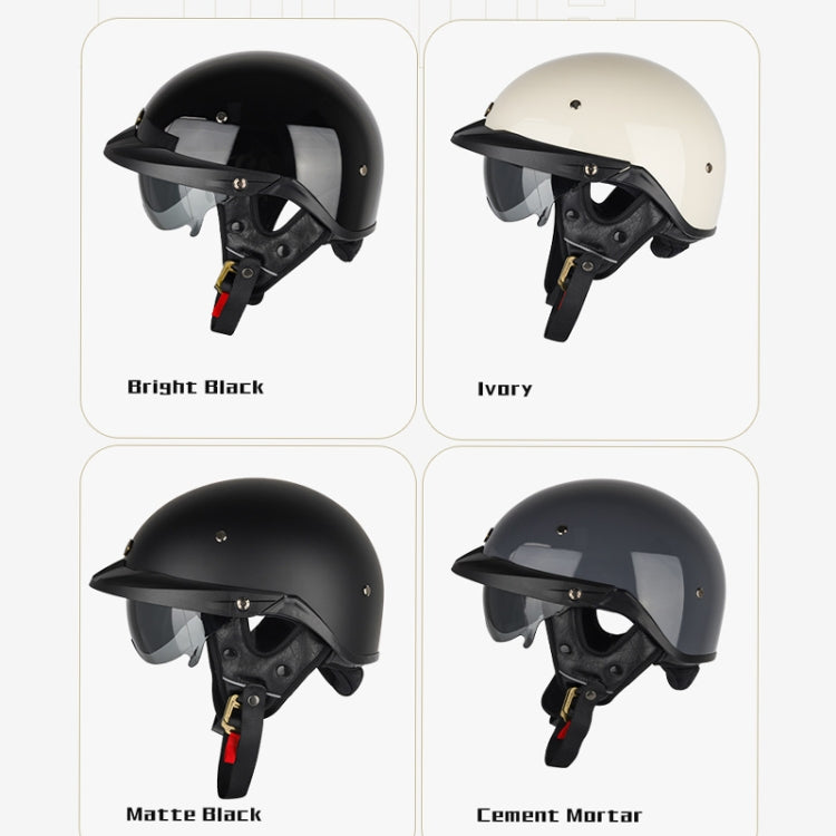 SOMAN Motorcycle Half Helmet Adjustable Helmet With Inner Mirror, Size: L(Bright Black) - Helmets by SOMAN | Online Shopping UK | buy2fix