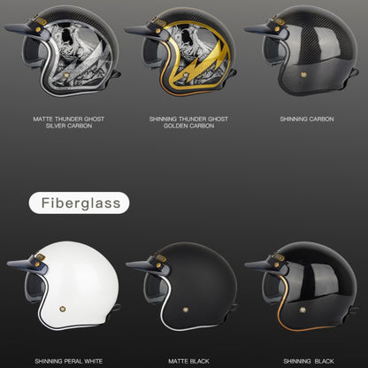 SOMAN Motorcycle Four Seasons Carbon Fiber Half Helmet, Color: Carbon Fiber Silver Lightning(M) - Helmets by SOMAN | Online Shopping UK | buy2fix