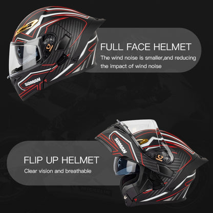 SOMAN Motorcycle Dual Lens Riding Peel-Off Full Coverage Helmet, Size: XL(Black Red Track) - Helmets by SOMAN | Online Shopping UK | buy2fix