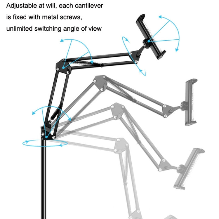 175cm Mobile Phone Tablet Live Broadcast Bedside Lifting Bracket Floor Model (Black) - Lazy Bracket by buy2fix | Online Shopping UK | buy2fix