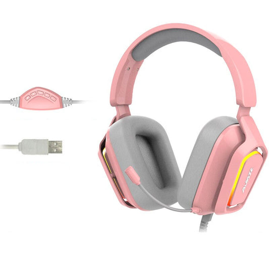 Ajazz AX368 Computer Game Audio Recognition RGB Headset 7.1 Channel Version (Pink) - Multimedia Headset by Ajazz | Online Shopping UK | buy2fix