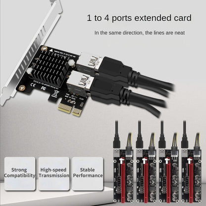 PCIE To PCI-E4 Port USB3.0 Expansion Card Graphics Card Extension(Full High Baffle) - Add-on Cards by buy2fix | Online Shopping UK | buy2fix