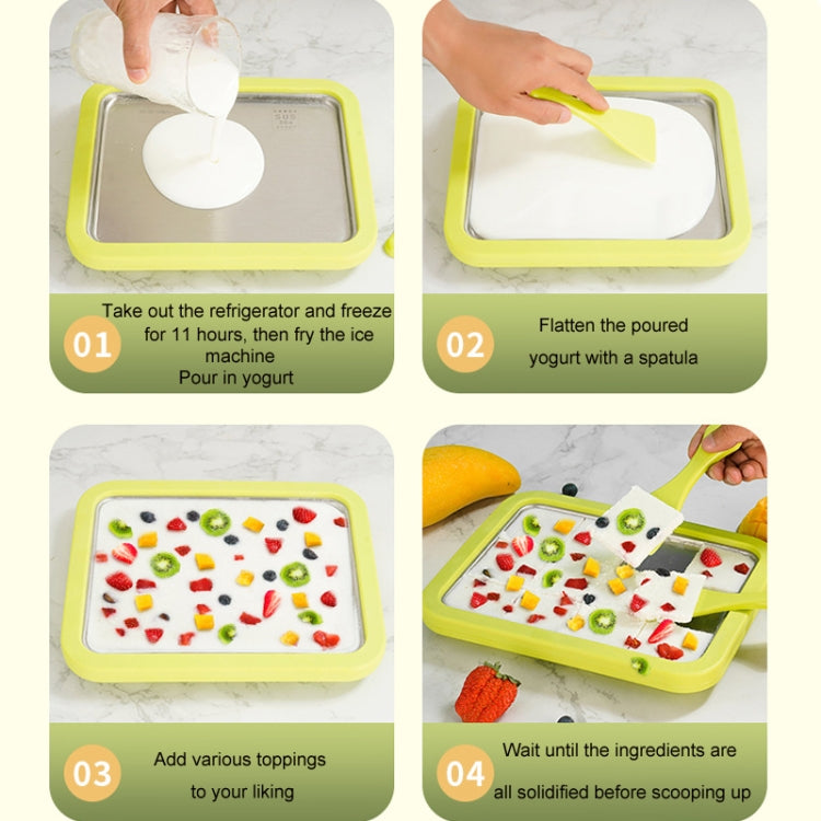 Mini Household Fried Yogurt Machine Children Homemade DIY Fried Ice Tray, Color: Stainless Steel White 26x21cm - Yogurt Machine by buy2fix | Online Shopping UK | buy2fix