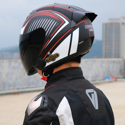 KUQIBAO Motorcycle Smart Bluetooth Sun Protection Double Lens Safety Helmet, Size: XXL(Matte Black+Black Tail) - Helmets by KUQIBAO | Online Shopping UK | buy2fix