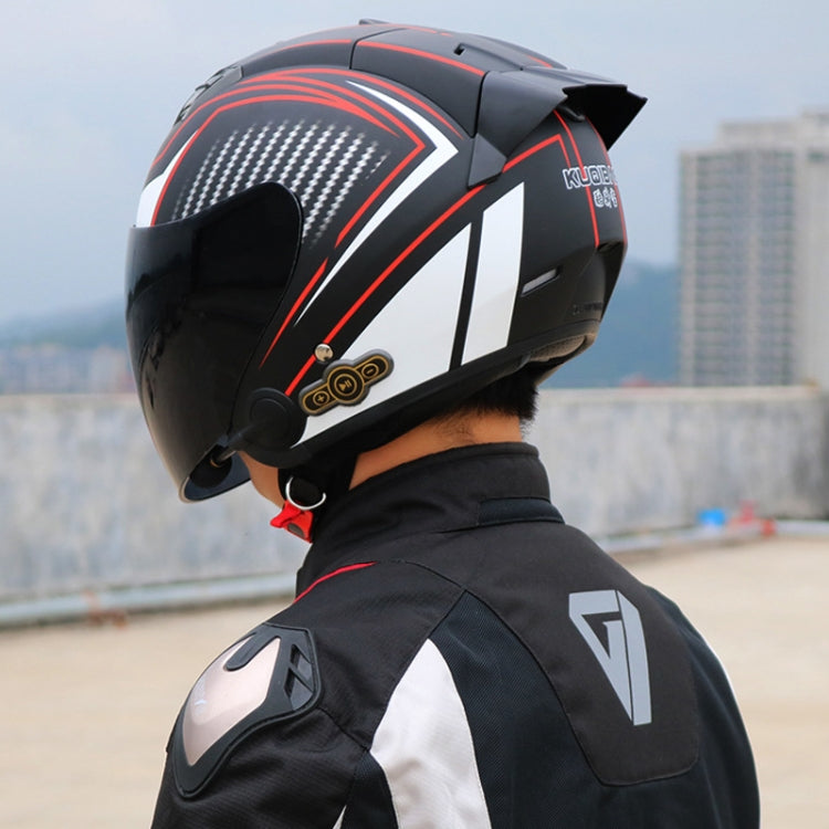 KUQIBAO Motorcycle Smart Bluetooth Sun Protection Double Lens Safety Helmet, Size: M(Matte Black Phantom Fiber+Black Tail) - Helmets by KUQIBAO | Online Shopping UK | buy2fix