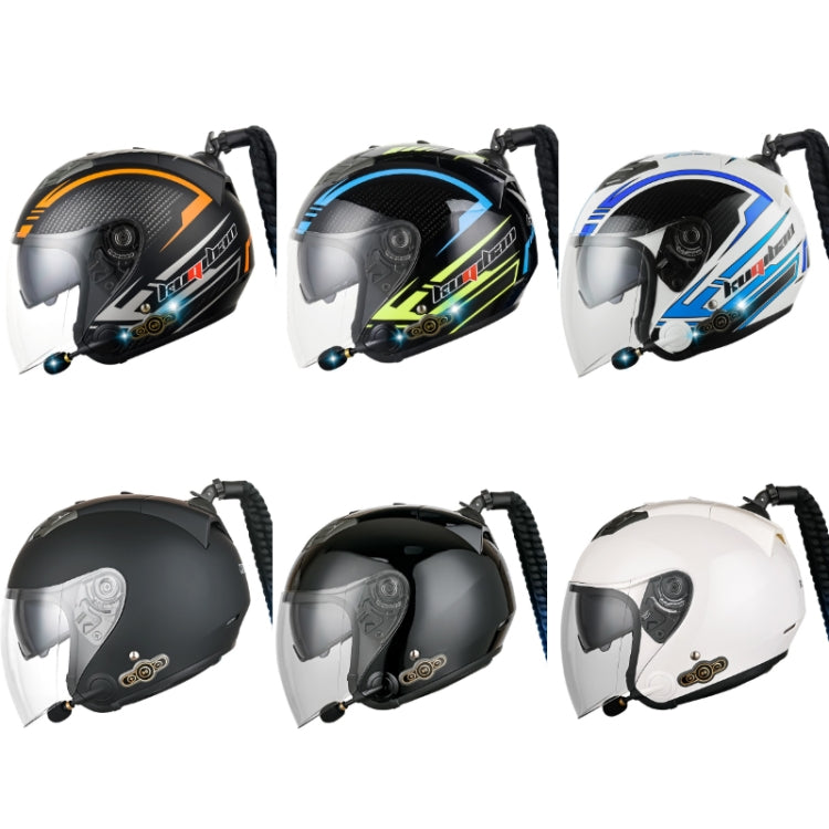 KUQIBAO Motorcycle Bluetooth Headset Double Lens Helmet With Braid, Size: XXL(Fruits Black Phantom Fiber) - Helmets by KUQIBAO | Online Shopping UK | buy2fix