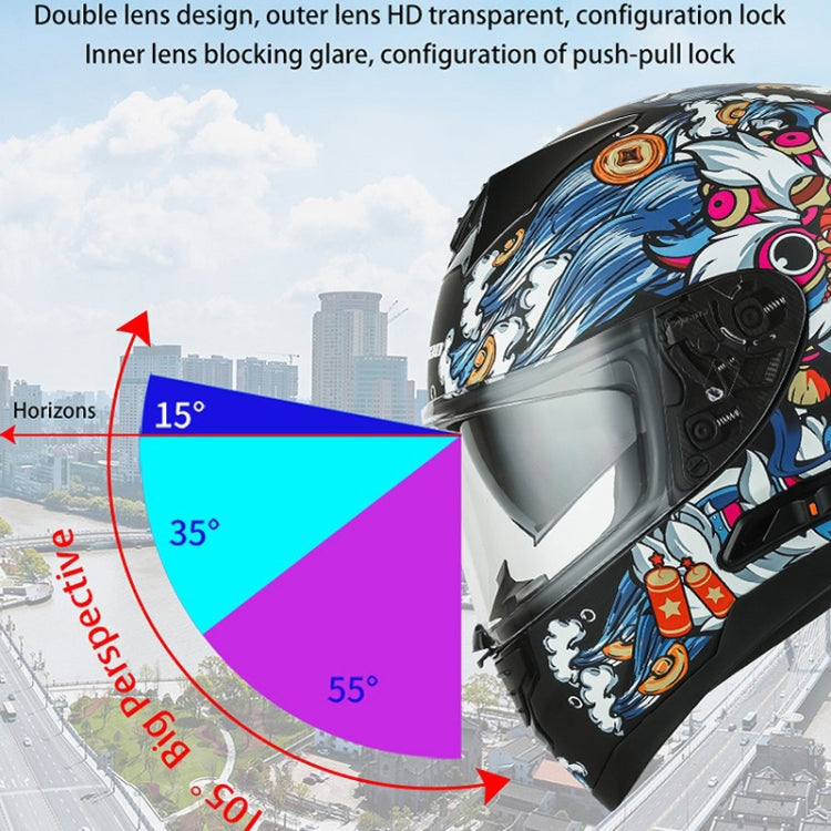 KUQIBAO Motorcycle Dual Lens Anti-Fog Helmet With LED Light, Size: L(White) - Helmets by KUQIBAO | Online Shopping UK | buy2fix