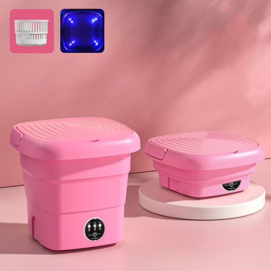 4.5L Mini Portable Folding Household Washing Machine Underwear Washer, Color: Fruit Pink + Blue light antibacterial(UK Plug) - Washing Machines & Accessories by buy2fix | Online Shopping UK | buy2fix