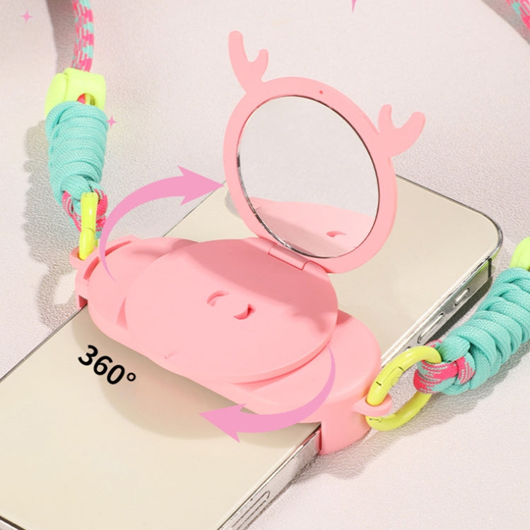 Rotatable Back Clip Oblique Phone Anti-lost Lanyard with Makeup Mirror(Pink) - Ring Holder by buy2fix | Online Shopping UK | buy2fix