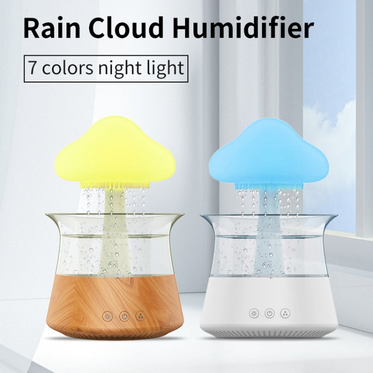 CH06 300ml Rain Humidifier Mushroom Cloud Colorful Night Lamp Aromatherapy Machine, Style: Without Remote Controller(Light Wood Grain) - Air Purifiers & Accessories by buy2fix | Online Shopping UK | buy2fix