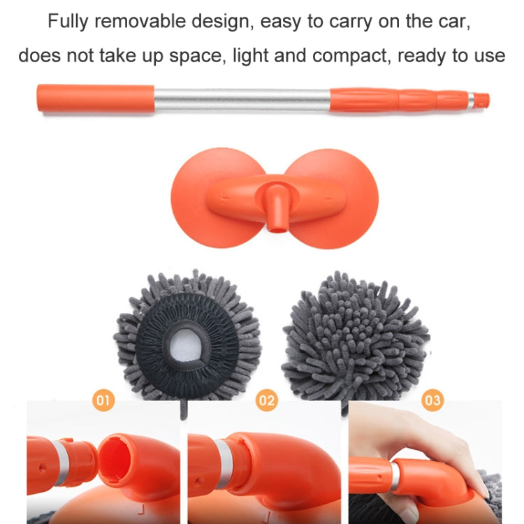 Car Wash Mop Soft Brush Long Handle Telescopic Rotary Car Cleaning Tool(Orange) - Car washing supplies by buy2fix | Online Shopping UK | buy2fix